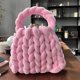thumbnail image 2 of Nvzi 1 pieza de hilo grueso de terciopelo para tejer, hilo gigante tubular súper suave para mantas, alfombras, almohadas y bolsos, color rosa, 2 of 4