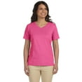thumbnail image 2 of LAT Combed Ringspun Jersey V-Neck T-Shirt (L-3587) Raspberry, 2XL, 2 of 2
