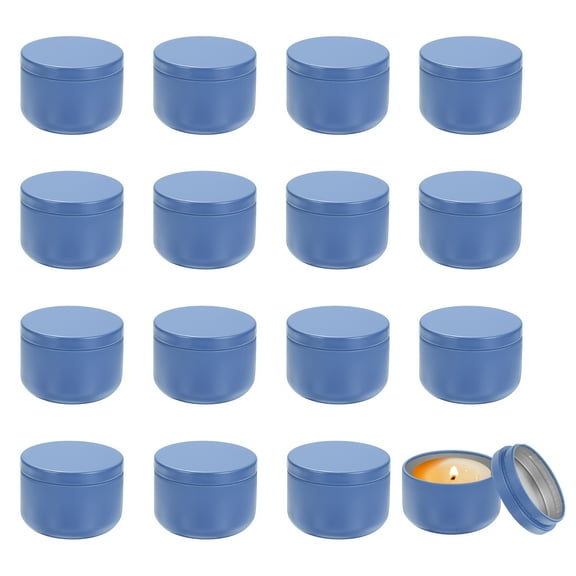 3oz Candle Tins, 16pcs Metal Candle Tins Jars with Lids Round Empty Tin Can Containers Bulk for Storage Tea and Making DIY Arts Crafts Christmas Gifts, Blue