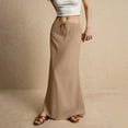 thumbnail image 4 of QIJIE Maxi Skirts for Women High Waisted Ruffle Long Summer Petite Skirts Pleated Trendy Elastic Flowy Boho Plus Size Skirts with Pockets Earthy Yellow M, 4 of 6