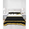 thumbnail image 2 of Quilts Twin Size Bedding Set, Modern Black Gold Lightweight Quilted Comforter, Minimalist Geometric Yellow Striped Soft Reversible Bedspread Coverlet with Pillow Covers for All Season, 68" x 86", 2 of 7