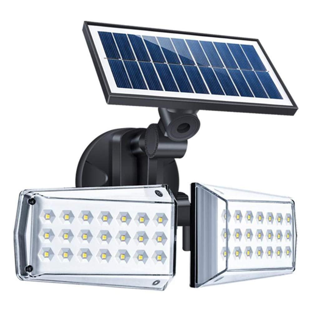 Solar Security Lights 3 Head Motion Sensor Lights Adjustable 230Led Flood Light