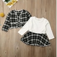 thumbnail image 2 of Qiylii Baby Girls Autumn Clothes Set Plaid Long Sleeve Tutu Dress + Plaid Coat, 2 of 8
