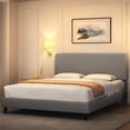 thumbnail image 1 of Yaheetech Upholstered Platform Bed Frame with Adjustable Headboard & Slat Support, Light Gray, 1 of 7