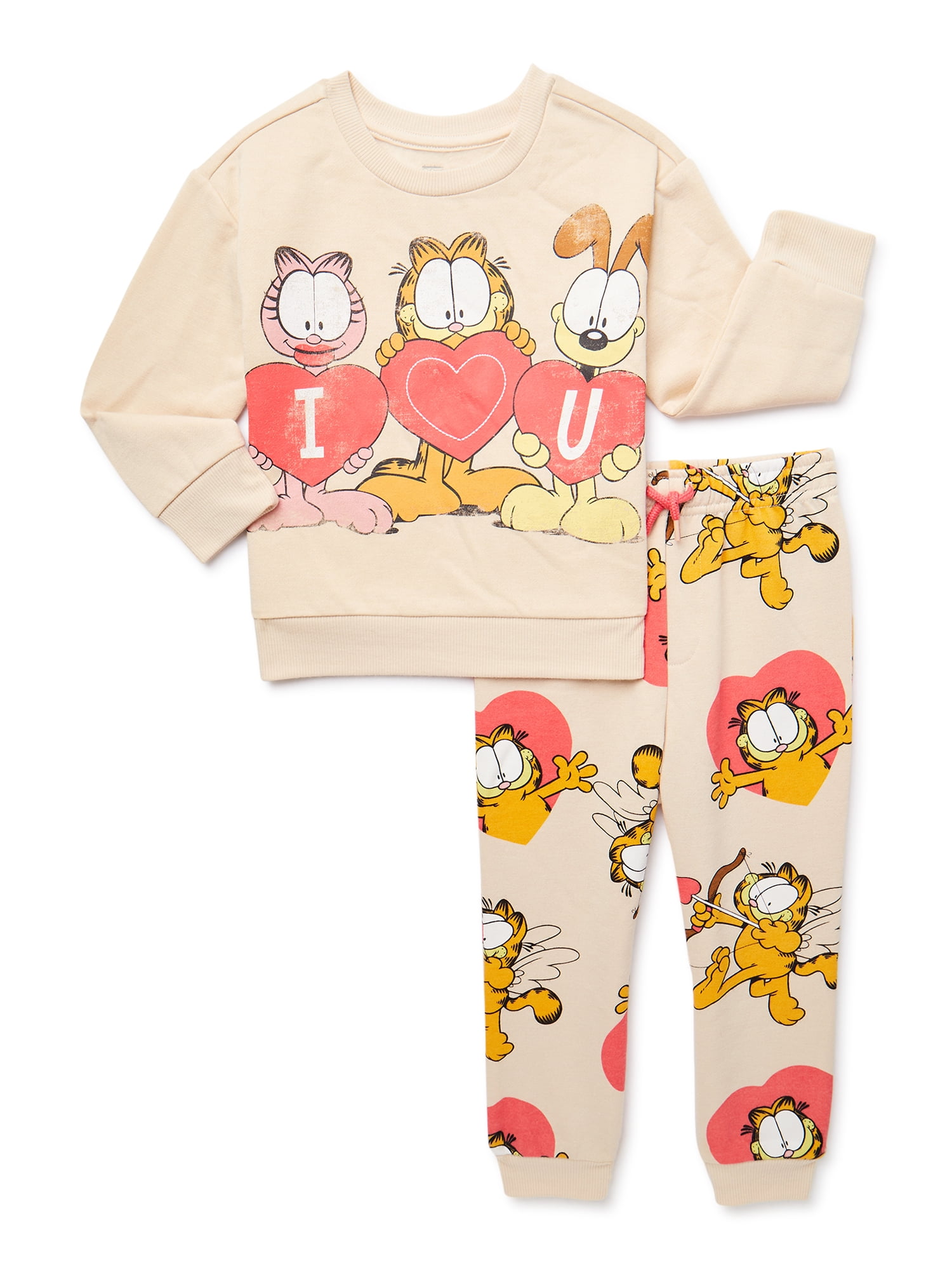 Day 12M-5T Joggers 2-Piece, Sweatshirt Crewneck Toddler Set, Valentine\'s Sweethearts Sweethearts Sizes and