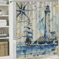 thumbnail image 6 of PRATYUS  Nautical Shower Curtain for Bathroom, 3D Ocean Sailboat Lighthouse Anchor Fabric Shower Curtain Decorative, with Hooks Waterproof Washable 69x72, 6 of 7