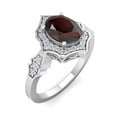 thumbnail image 2 of SuperJeweler 1 1/2 Carat Oval Shape Garnet and Halo Diamond Ring In Sterling Silver For Women, 2 of 6