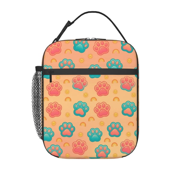 Dog Paw Lunch Box, Kawaii Sun And Rainbow Reusable Insulated Lunch Bag For Workplace, Portable Thermal Meal Carrier For Travel Picnic Gym
