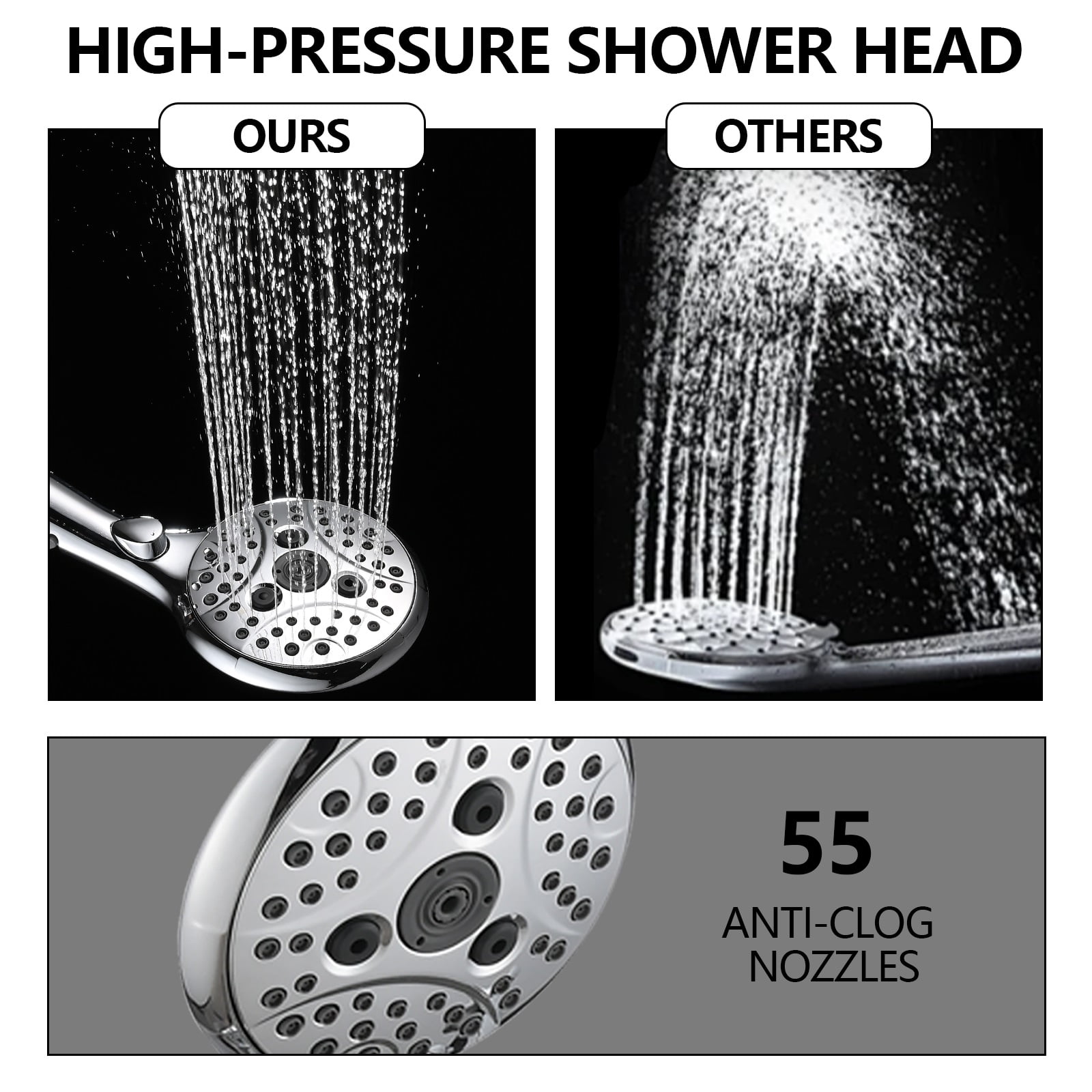 Lift-Up Diverter Bathtub Faucet with 6 Settings Handheld Shower in Chrome