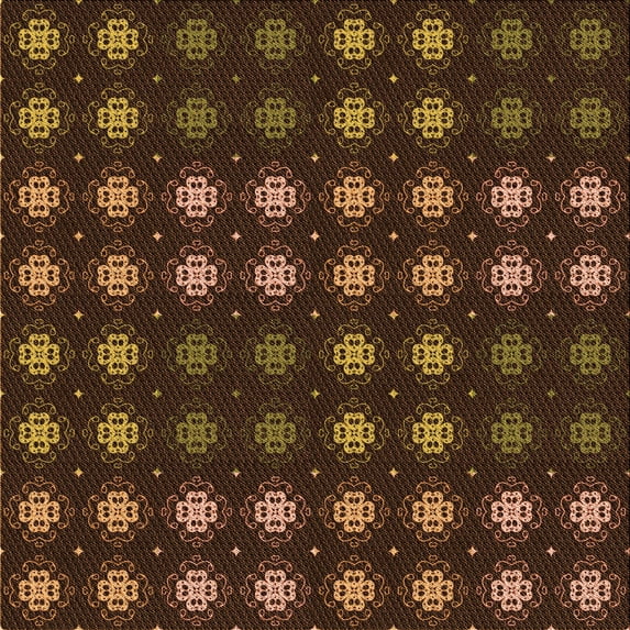 Ahgly Company Indoor Square Patterned Black Bean Brown Area Rugs, 8' Square