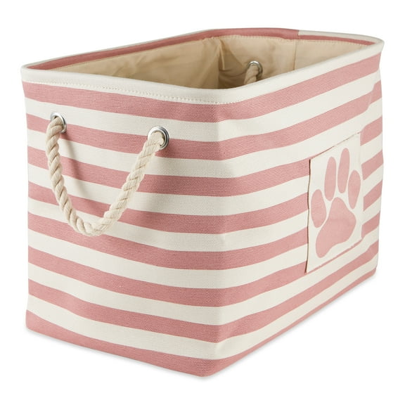Contemporary Home Living 14" Rose Pink and Blush Pink Rectangular Small Bone Dry Polyester Pet Bin