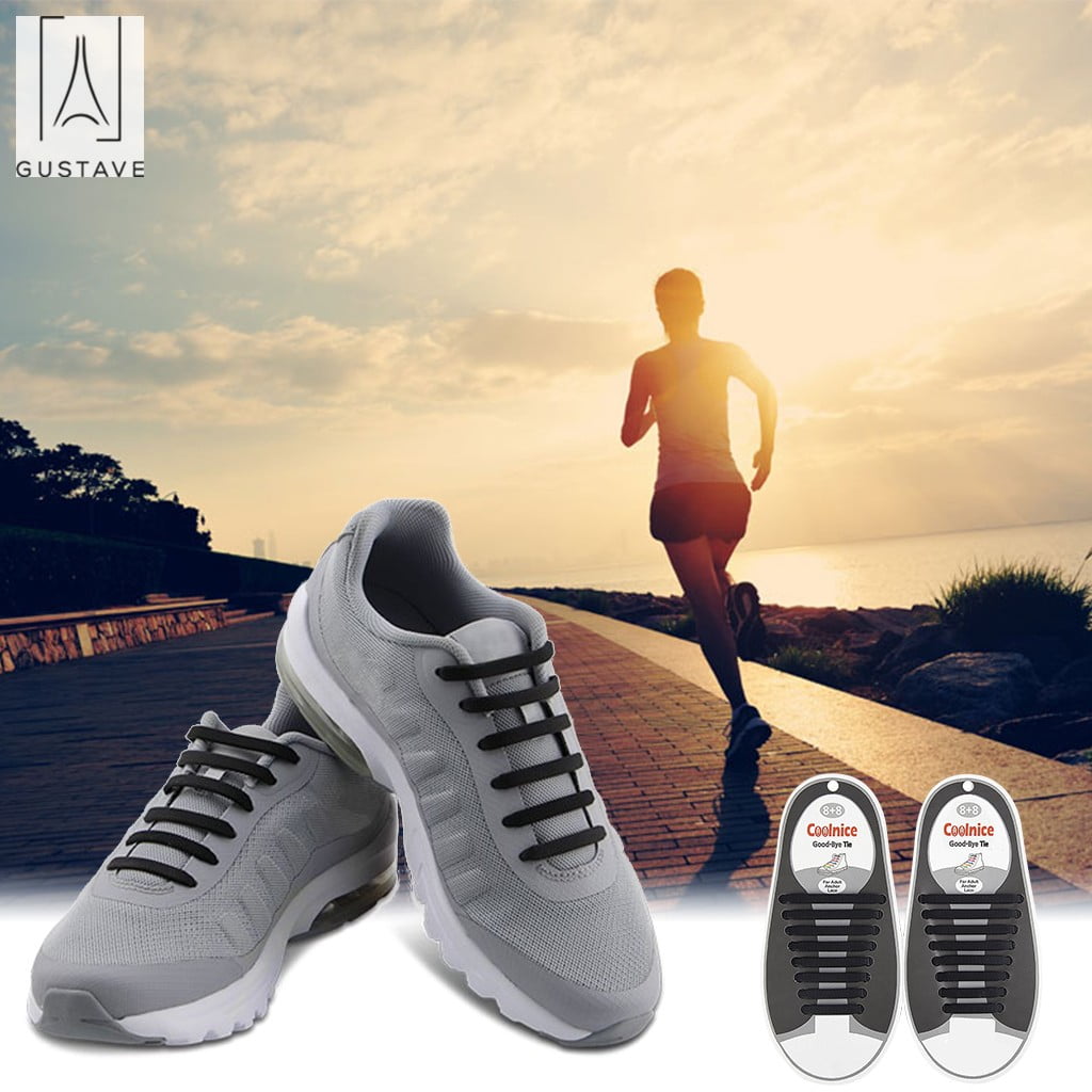 GustaveDesign No Tie Shoelaces for Kids Adults The Elastic Silicone Shoe Laces to Replace Your Shoe Strings. Makes Any Sneaker a Quick Comfy Slip On White Walmart
