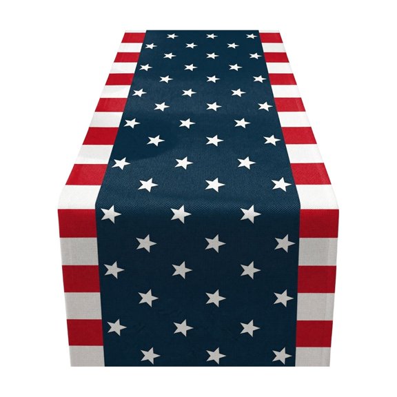 Patriotic Table Runner 33 x 229 cm American Flag Inspired Star Striped Pattern for Dining Kitchen Parties Events
