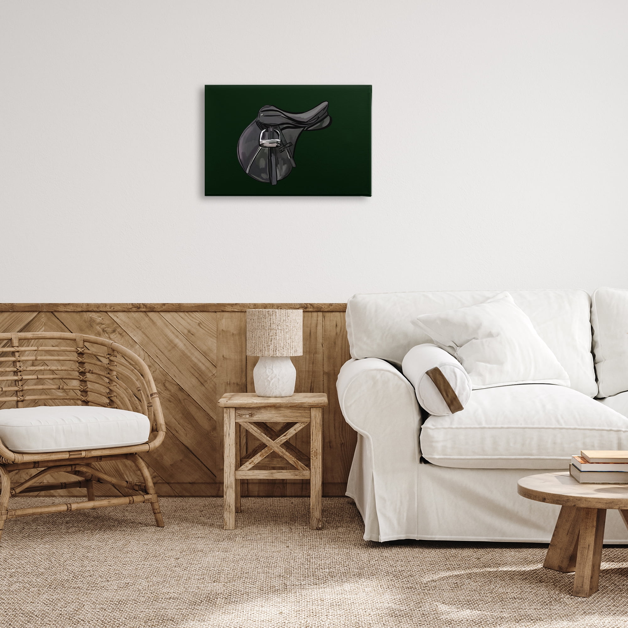 Stupell Industries Black Horse Saddle Abstract Painting Gallery Wrapped Canvas Art Print Wall Art, 24 x 16