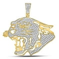thumbnail image 2 of 10kt Yellow Gold Mens Round Diamond Panther Head Charm Pendant 5/8 Cttw, 2 of 3
