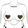 thumbnail image 3 of Chains: Gold Shattered Disco Ball Heart with Gold Chains Nipple Pasties by Pastease®, 3 of 4