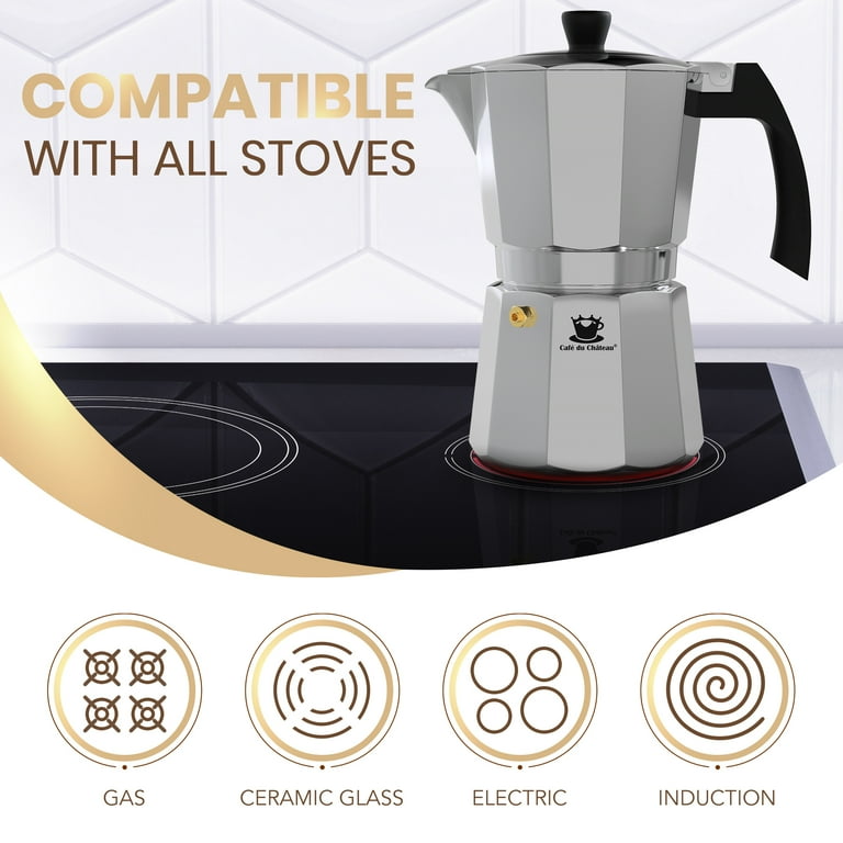Cafe Du Chateau Espresso Maker, Italian Moka Pot, 313.5ml