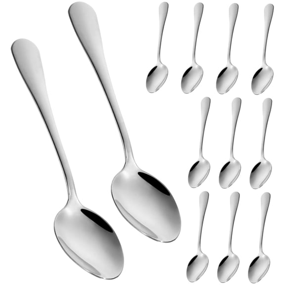 12 Pcs Dinner Spoon Set HYG Soup Spoons Espresso Spoons Premium Food Grade Stainless Steel Table Spoon Coffee Spoons Silver Spoons for Tea Dessert Appetizer,ishwasher Safe,6.7 in/17 cm