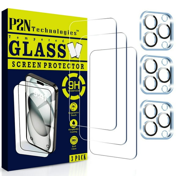 P2N Screen Protector & Camera Lens for iPhone 14 Pro Max (6.7 inch) – 9H Tempered Glass, Case-Friendly, HD Clarity, Scratch Resistant, Anti-Fingerprint, Bubble-Free Install (3 3 Pack)