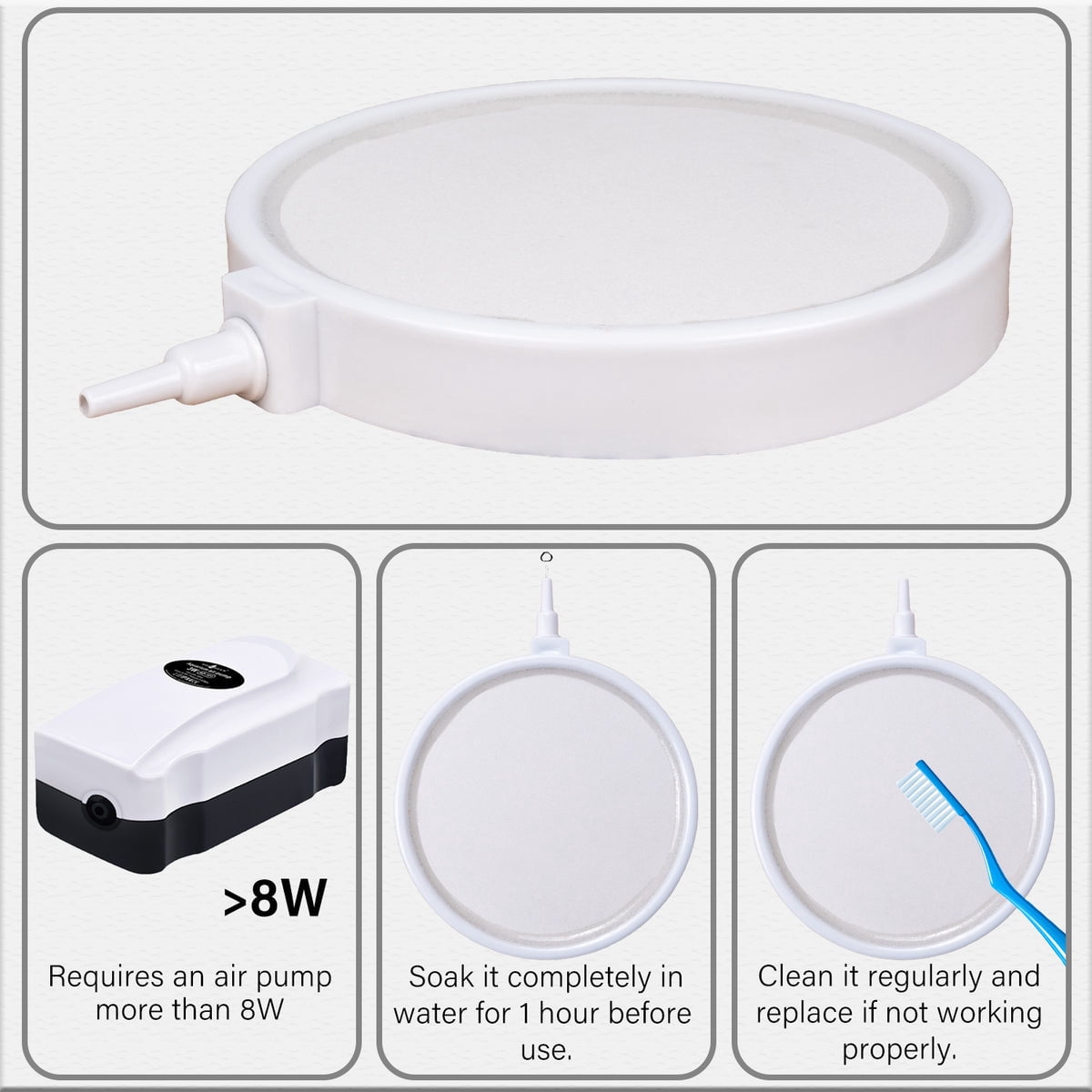 Aqua Dream Air Stone 5 Inch White Disc Diffuser for Fish Tank Aquarium Air Pump