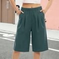 thumbnail image 2 of fheaev Wide Leg Shorts for Women Elastic Waist Knee Length Loose Fit with Pockets Summer Casual Beach Vacation Wear M-3XL, 2 of 6