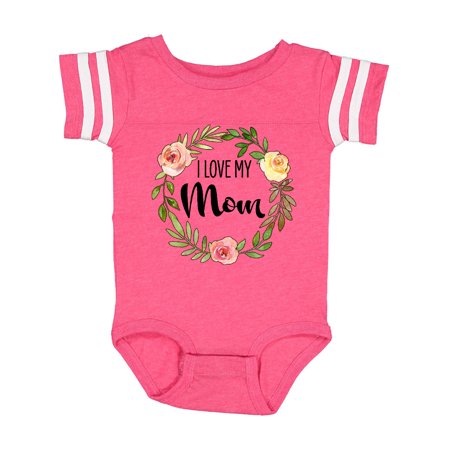 

Inktastic I Love my Mom- flower circle Gift Baby Boy or Baby Girl Bodysuit