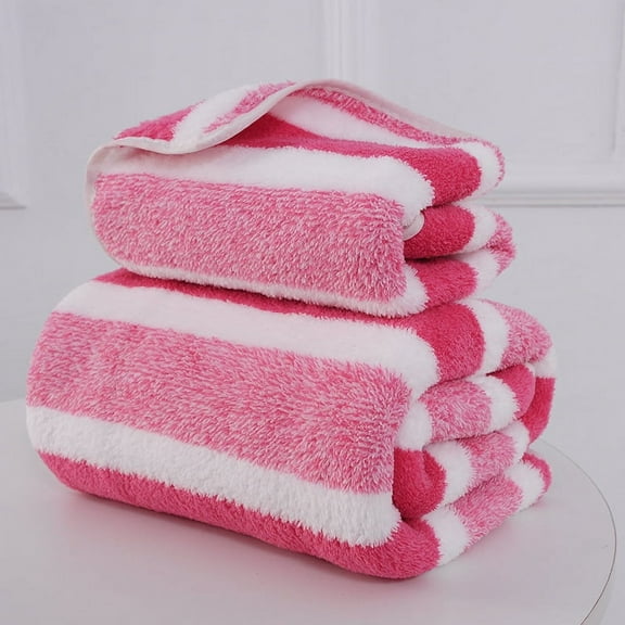 Zhuge Towels 2Piece 13.78x29.53inch Coral fleece wide strip towel, , Quick Dry Towels for Your Bathroom for Bathroom and Powder Room (pink)