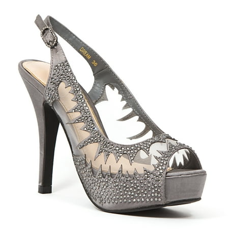 

Dream By Lady Couture This Beautiful High Heel Open Toe Open Back Sandal Accented With See-Through Mesh