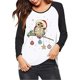 thumbnail image 1 of Amazon Wish - Camiseta de manga larga con estampado de ciervos navideños y bloques de color para mujer, cuello redondo, estilo europeo y americano, 1 of 4