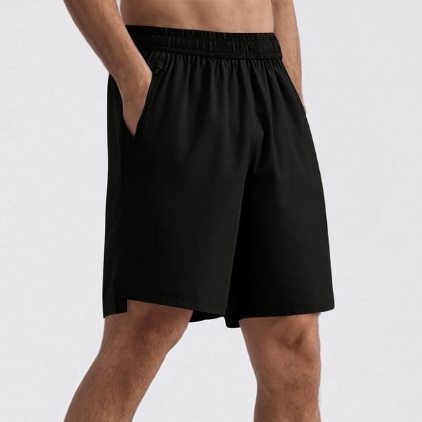 pstuiky Pantalones cortos para hombre, Pantalones cortos casuales de cintura elástica con bolsillos sólidos para hombre, pantalones cortos rectos, pantalones deportivos Pantalones cortos de golf
