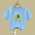 thumbnail image 5 of Avrnliq Girls Blue 100% Cotton T-Shirt Abstract Elephant Line Art Fade-Resistant Short Sleeve Crew Neck for Kids 2-13Y,Size 7-8 T, 5 of 6