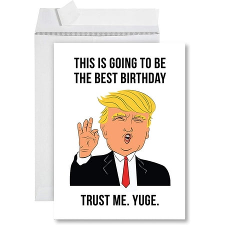 Andaz Press Funny Jumbo Birthday Card With Envelope 8.5 x 11 inch, Greeting Card, Trump Best Birthday, (Best Birthday Calendar App)