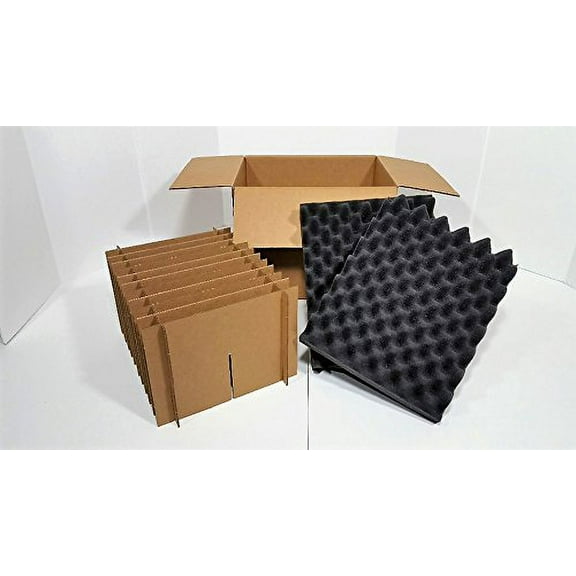 Kitchen Box Kits for Shipping, Moving or Storage of up to 10 Dishes or Plates Up to 7" Diameter, with Foam Shock Protection, Kitchen Packing and Moving Supplies, Pack of 2