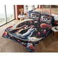 thumbnail image 4 of Ambesonne Cat Fitted & Top Sheet Set with Shams, Toasting Kitty Couple Moon Star, Indigo and Scarlet, 4 of 5