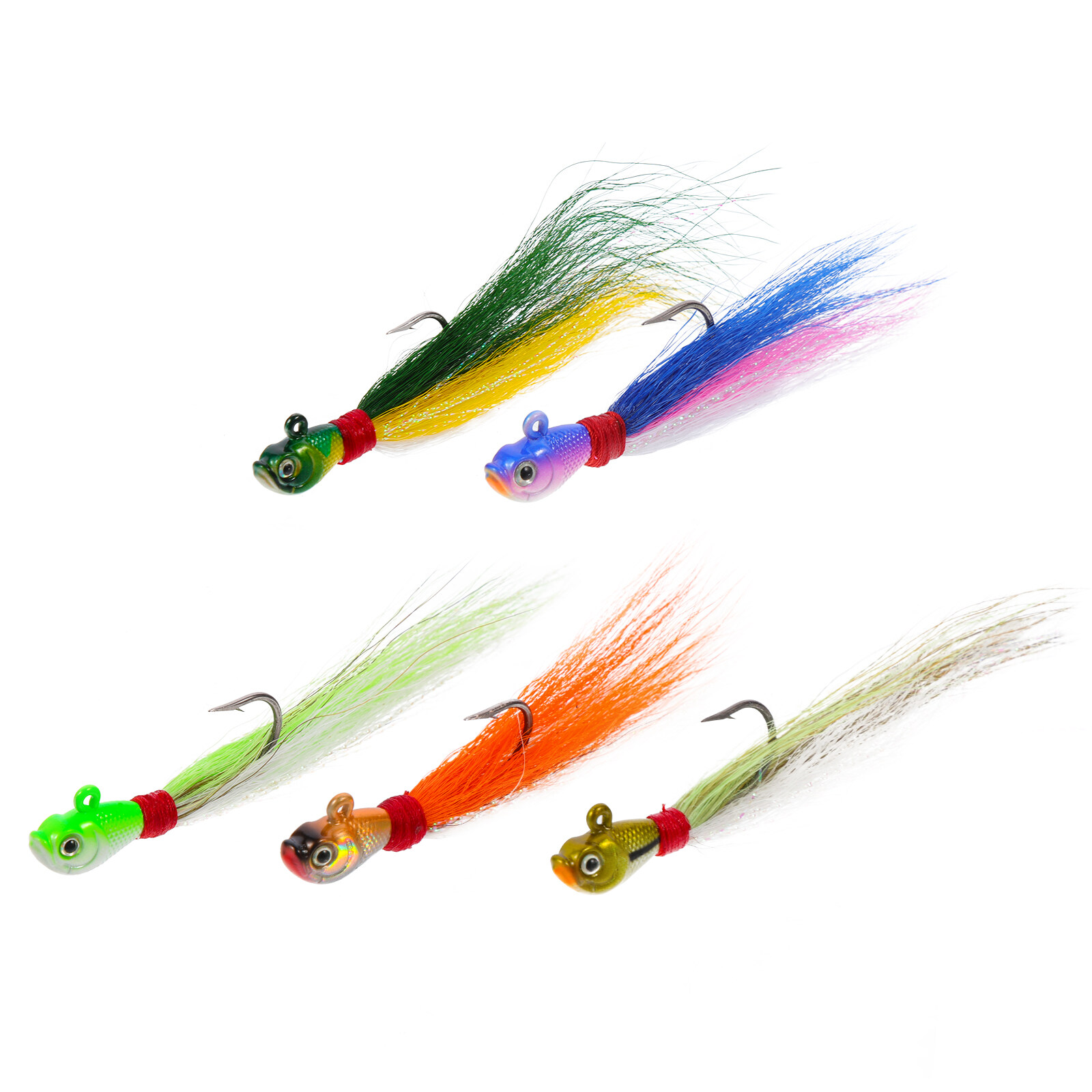 Bucktail jigs saltwater 5Pcs Fake Fishing Bait Colorful Fishing Lure