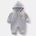 thumbnail image 2 of Baby Boys Girls Bodysuits Long Sleeve Solid Color Bear Graphic Hooded Jumpsuit Snowsuit Baby Boys Girls Warm Stylish And Comfortable Bodysuits，12 -18 Months, 2 of 3