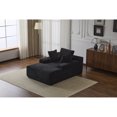 thumbnail image 5 of Leumius Oversized Chaise Lounge Indoor,Cozy Cloud Couch Modern Plush Corduroy Upholstered Sofa Bed with 3 Pillows and Wide Armrest for Living Room, No Assembly Required,Black, 5 of 12