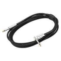 1 PCS Guitar Instrument Cable 10 Feet 1/4" to 1/4" 6.35mm Straight to Right Angle Interconnect Cord Braided Black