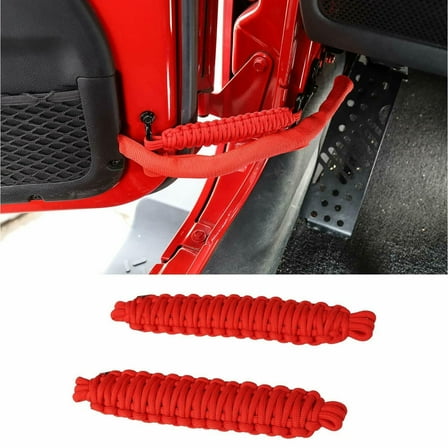 2pcs Heavy Duty Car Door Limiting Strap for Jeep Vehicles - Red PVC