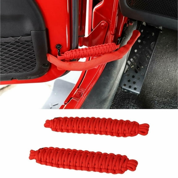 2pcs Heavy Duty Car Door Limiting Strap for Jeep Vehicles - Red PVC