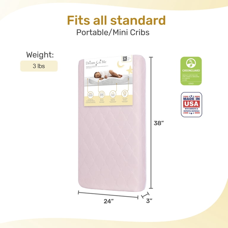Evolur Rest EZ 2 in 1 Mini Crib Mattress, Pink photo 4