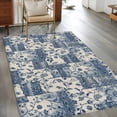 thumbnail image 2 of Area Rug for Living Room, Watercolor Floral Non-Slip Indoor Large Carpet for Bedroom/Dining Room, Vintage Country Tribal Tie-dye Flowers Blue Washable Low-Profile Floor Mat Runner Rugs - 3 x 5 Ft, 2 of 8