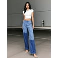 thumbnail image 2 of PAOLA RIBONI Unique Color-Blocked Washed Denim Cut-Off Jeans in Versatile Colors Loose Fit Summer and Fall Fashion Essential for Chic Streetwear Styles, 2 of 8