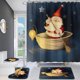 thumbnail image 1 of Santa Claus Full Polyester Shower Curtain Flannel Covered Felt Cloth Plastic Base Floor Mat Bathroom, 4pcs Set, 1 of 1