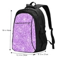 thumbnail image 4 of Hirioo Lilac Glittering for Travel Laptop Backpack with USB Charging Port for Men and Women, 4 of 7