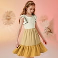 thumbnail image 6 of JUSLIO Dresses for Girls Color Block Dresses Cute Crew Neck Flutter Casual Dress Size 13 Y, 6 of 8