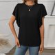 thumbnail image 4 of Camiseta de mujer con cuello redondo y mangas con volantes texturadas: prenda informal y versátil, tejido transpirable, fácil de cuidar, 4 of 8