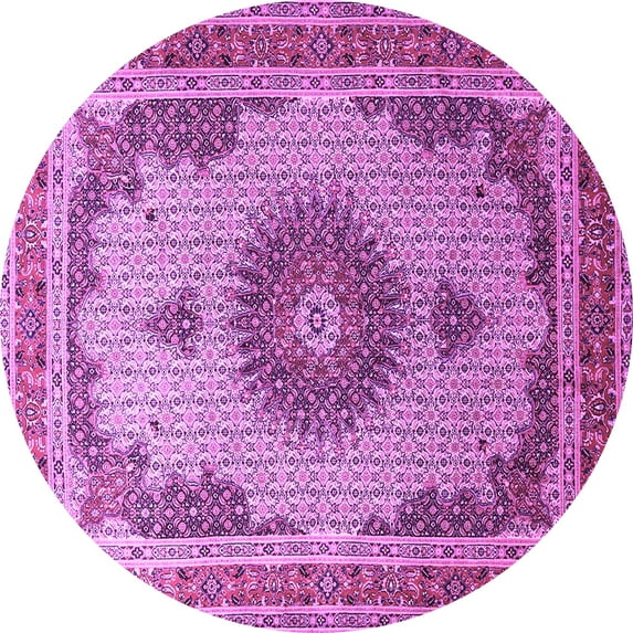 Ahgly Company Indoor Round Medallion Purple Traditional Area Rugs, 5' Round