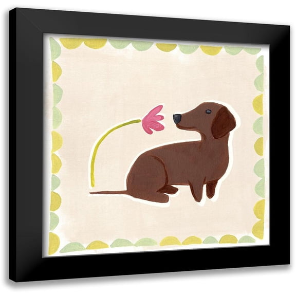 Vess, June Erica 12x12 Black Modern Framed Museum Art Print Titled - Dachshund Delight III