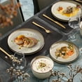 thumbnail image 5 of Vesteel Dinnerware Sets for 4, 12-Pieces Ceramic Plates and Bowls Sets, Handmade Reactive Glaze Dishes Set for Kitchen Dining, Dishwasher Safe, Khaki, 5 of 10
